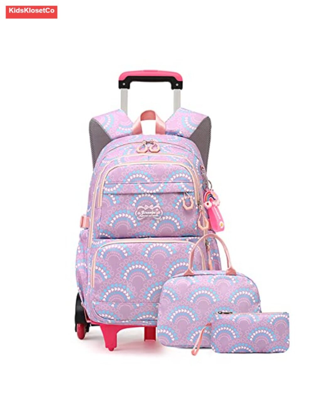 3-Piece Rolling Backpack Set with Lunch Bag and Pencil Case for Kids, Wheeled - Picture 1 of 5